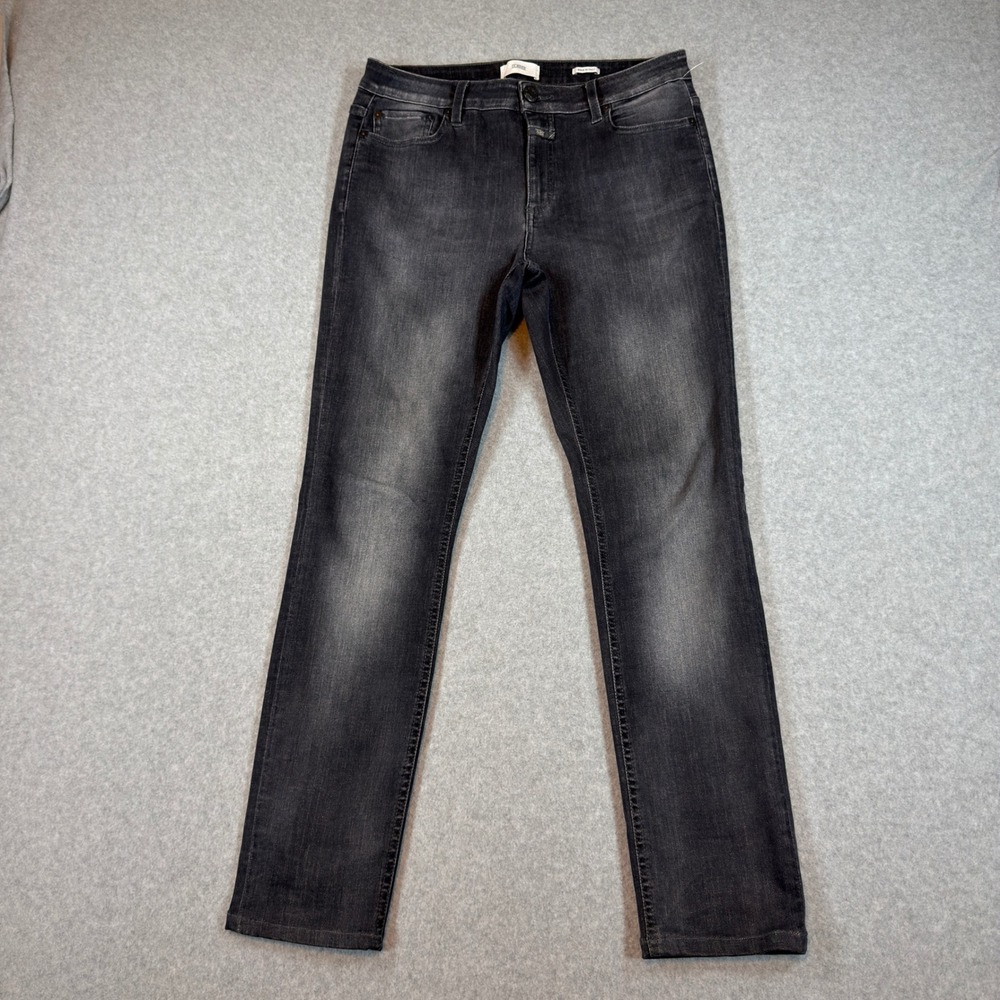 Closed Lizzy Jeans Womens 29 Black Faded Dark Wash Slim Straight Made Italy